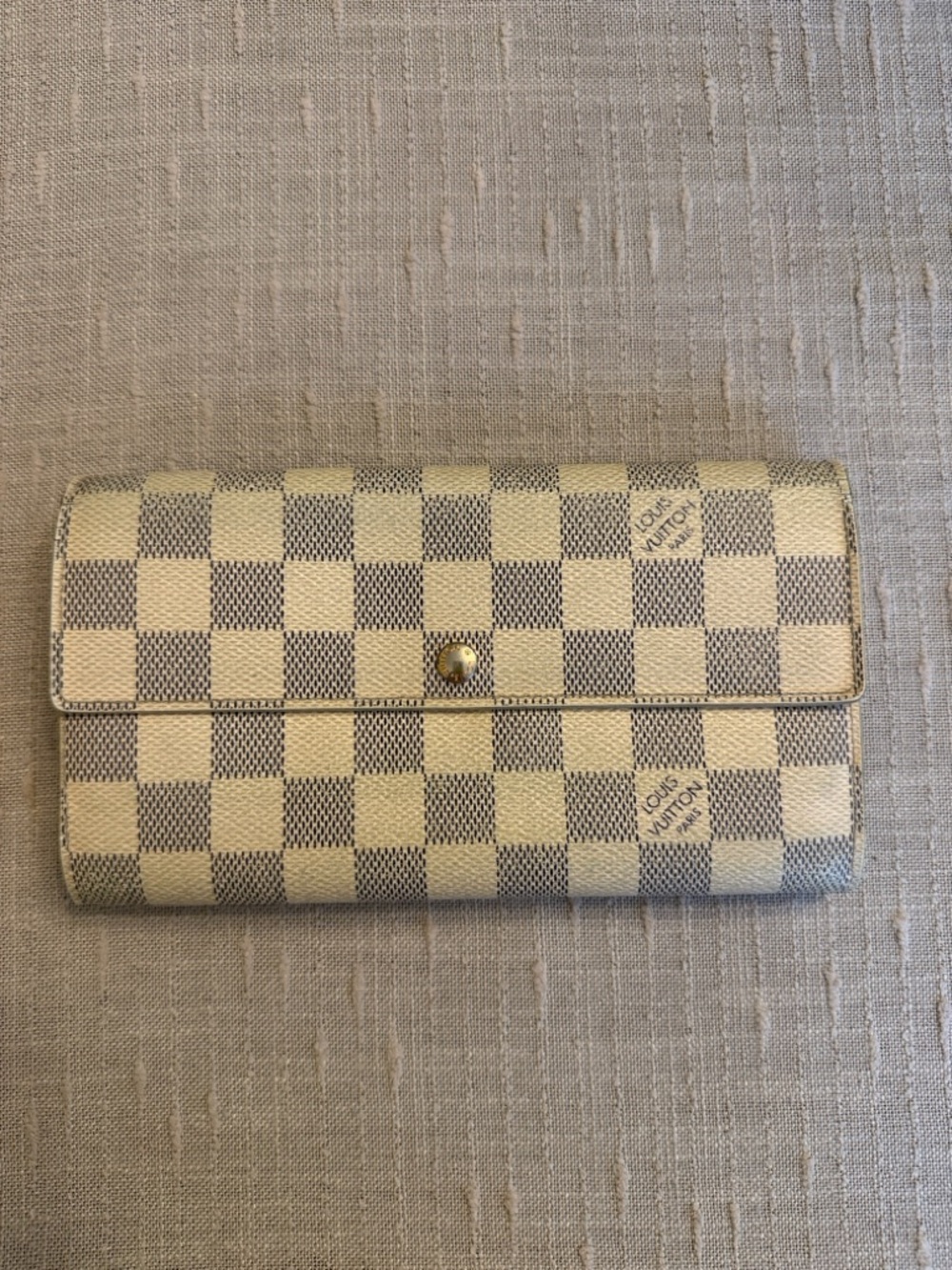 Louis Vuitton Damier Azur Checkered Cream and Light Gray Wallet